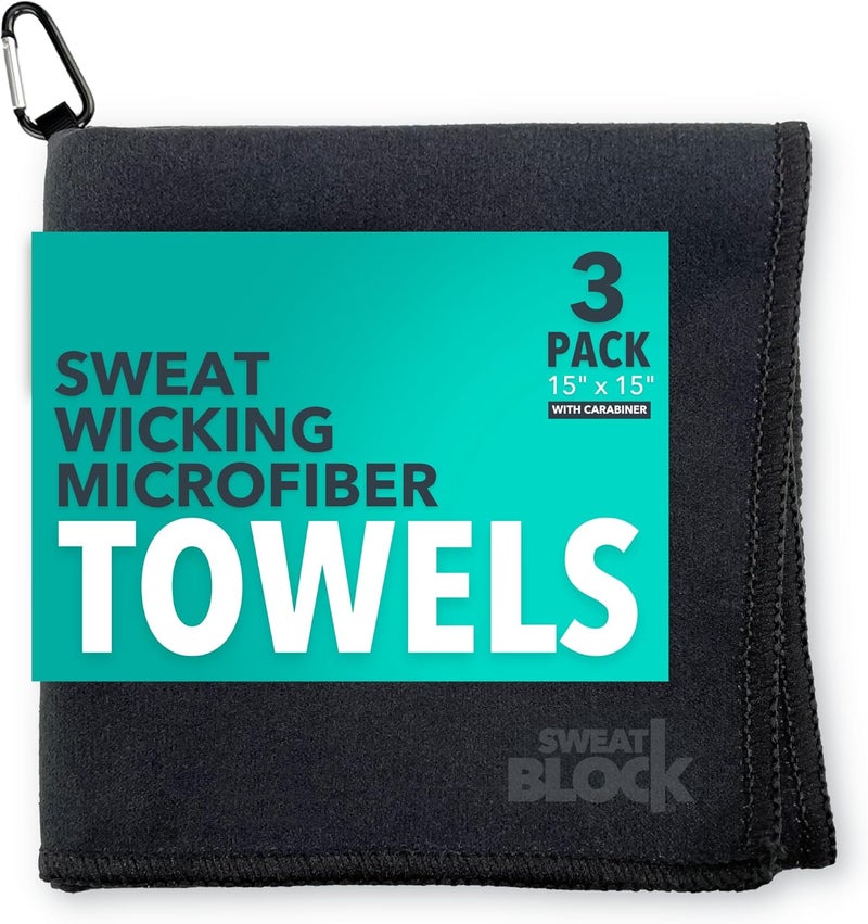 Sweatblock Microfiber Sweat Absorbing Handkerchiefs for Face Hands and Body 15x15 Inch 3 Pack Black Reusable and Machine Washable Towels for Gym Sports Workouts Travel or Daily Use for Men and Women - Image 4